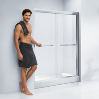 Porte de douche coulissante moderne KMRY KD6004 avec cadre en aluminium, garantie de 2 ans pour la salle de bain
