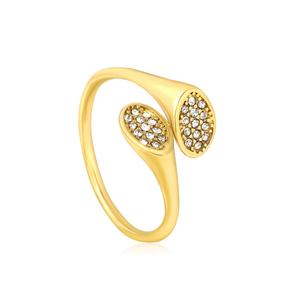 Stainless Steel Adjustable 18K PVD Gold Plated Finger <b>Rings</b> Simple Wedding Romantic Zircon Chunky <b>Open</b> <b>Rings</b> Jewelry for Women - Product Image 1