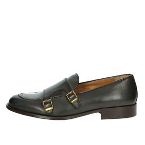 Mocassins pour homme Kebo en cuir noir à double boucle, chaussures habillées - Product Image 1