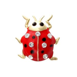 New Fashion Women Accessories Zinc Alloy Gold Plated Red Enamel <strong>Ladybug</strong> Lapel <strong>Pin</strong> Wholesale - Product Image 1