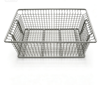 Panier rectangulaire en treillis métallique en acier inoxydable avec poignées latérales, écologique, rangement métallique personnalisé pour l'organisation et le nettoyage