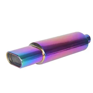 Silenciador de tubo de escape de acero inoxidable, punta de silenciador de arco iris, personalizado, Universal, de alta calidad