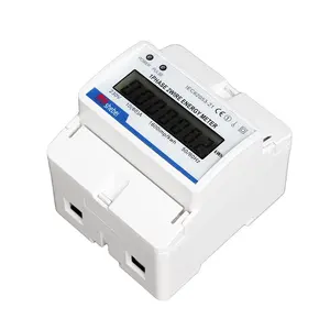 RMshebei Single-Phase 4P Liquid Crystal Electric Meter Multifunction AC Active Meter LCD Display DIN Rail Installation RS485