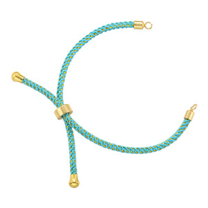 Cordón de pulsera Bolo ajustable dorado con cuentas de tapón deslizante Cuerda semiacabada para fabricación de joyas DIY - Product Image 1