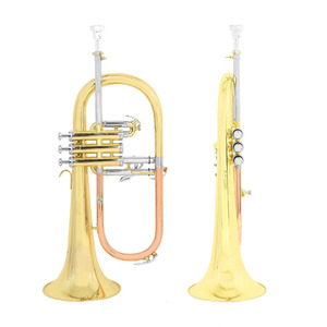 Flugelhorn Professionale di Alta Qualità in Ottone Fosforoso con Bocchino Laccato Oro, Strumento in Cupronichel con Foro da 11,3 mm - Product Image 1