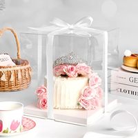 Boîte d'emballage rectangulaire en PET transparent de qualité alimentaire pour pâtisserie, en gros, avec logo personnalisé ZJCPJOY