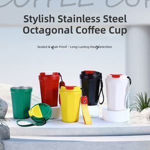 Mug à café isotherme en acier inoxydable 304, forme octogonale, portable, pour les voyages en plein air, cadeau d'affaires - Product Image 2