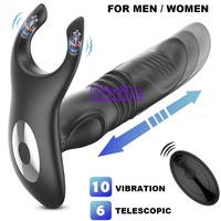 Analer Vibrator Butt Plug Prostata-Massagegerät Dildo 10 Vibrationen Teleskopisch Tragbar Stoßfunktion für Männer Frauen Paare