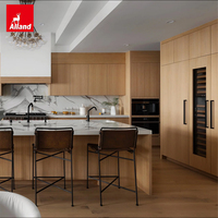 Armoire de cuisine modulaire Allandcabinet, panneau plat moderne en placage de bois, chêne blanc naturel, laqué, sans cadre, sur mesure