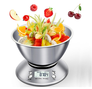 Báscula Digital de Cocina Redonda de Acero Inoxidable con Pantalla LCD, Capacidad de 5 kg y 1 g de Precisión, con Recipiente, Funciona con Batería, Modelo BST-K17 - Product Image 6