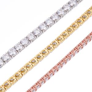 Bracelet tennis en moissanite de 2 mm de diamètre, taille brillant rond, design à quatre griffes, plaqué or blanc jaune rose, argent 925 de haute qualité - Product Image 6