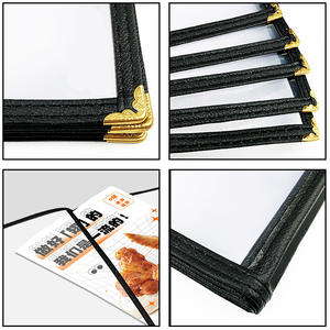 สมุดเมนูพีวีซีแบบ 2 ช่อง ขนาด A4 จากโรงงานโดยตรง ยี่ห้อ JINDA 4 หน้า 8.5x11 นิ้ว ใส มุมดำ/ทอง/เงิน สำหรับโรงแรม ร้านอาหาร - Product Image 3