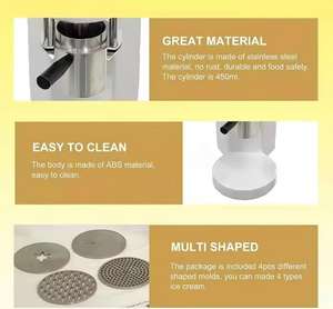 เครื่องทำน้ำแข็งไส้กรอก Birui BR-80W สีแดง/ขาว/ส้ม ความจุ 420 มล. ผลิตในอิตาลี กำลังไฟ 80 วัตต์ สำหรับทำเส้น<span class=keywords><strong>พาส</strong></span><span class=keywords><strong>ต้า</strong></span> ไอศกรีมซอฟต์เสิร์ฟ ไอศกรีมเกลียว ขนมขบเคี้ยว และสปาเก็ตตี้ - Product Image 5