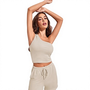 Ensemble décontracté 4 pièces côtelé pour femme : débardeur court taille haute et short au-dessus du genou - Product Image 3