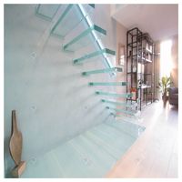 Escaliers flottants en verre Prima Glass Treads, escalier droit en verre trempé pour la maison, escalier intérieur personnalisé