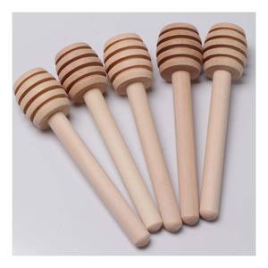 100 Pcs/<span class=keywords><strong>Lot</strong></span> 8cm Long manche bois miel bâton barre pratique miel mélange bâton pot cuillère fournitures pour café lait thé cuisine outil - Product Image 4