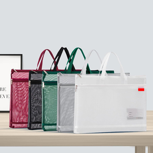 Grande pochette transparente en nylon légère à double poche A4 avec fermeture éclair en maille pour projets de puzzle, point de croix, voyage et bureau - Product Image 2