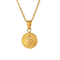 Collar de Acero Inoxidable 316L con Medallón de Serpiente en Oro de 18K, Colgante de Moneda con Diseño de Rayos de Sol, Joyería Mística Vintage Impermeable para Mujer