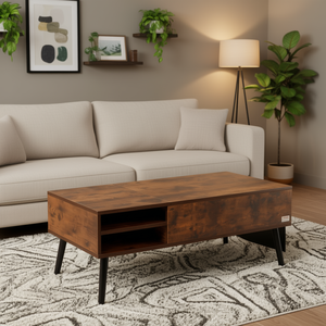 โต๊ะกาแฟไม้สไตล์โมเดิร์น 39.4 นิ้ว ทรงสี่เหลี่ยมผืนผ้า ยกได้ เฟอร์นิเจอร์ห้องนั่งเล่น ดีไซน์สไตล์มิดเซ็นจูรี่ - Product Image 2