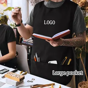 Logotipo personalizado 3 bolsillos carpintero chaleco Smock doble cara Zapatero cocina uñas negro delantal babero