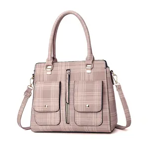 OEM All Style Match Well Online Retro Classic Two Front Mini Pocket Shopping PU Leather Women Shoulder Handbag