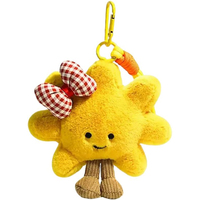 Porte-clés en peluche soleil mignon personnalisables en gros avec nœud, porte-clés soleil Kawaii, superbes cadeaux pour sacs à dos, sacs à main, breloques