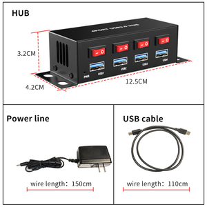 Kdata tùy chỉnh Powered chuyển đổi sạc công nghiệp chất lượng cao 3.0 tốc độ cao <span class=keywords><strong>USB</strong></span> <span class=keywords><strong>Hub</strong></span> 4 cổng dữ liệu - Product Image 2