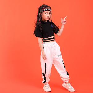 Ropa de Hip Hop para Niños, Sudadera Negra, Top Corto, Pantalones Casuales para Niña, Disfraz de Danza Jazz, Ropa de Baile de Salón - Product Image 4