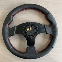 Volant de voiture plat 280 mm, volant sport universel pour drift, volant en cuir PVC
