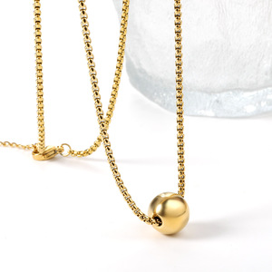 Collier claviculaire en acier inoxydable plaqué or 18 carats avec pendentif boule ronde, bijoux de mode pour femmes - Product Image 2