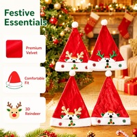 Samtstoff Weihnachtsmütze für Erwachsene Santa Neujahr Festliche Feiertagsparty-Zubehör