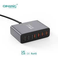 Chargeur USB C multiple GaN 100W, chargeur USB Type C PD, 7 ports, charge rapide 3.0, chargeur de bureau USB