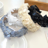 Nouveau été noir et blanc grand bandeau noué à paillettes bandeau doux et Simple fille accessoire de cheveux exquis