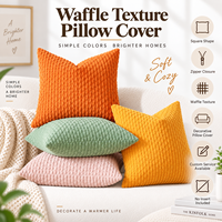Housse de coussin carrée en tissu gaufré pelucheux pour salon, textile d'intérieur décoratif