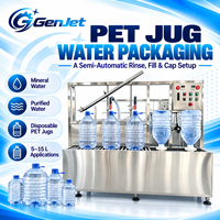 Machine de remplissage d'eau en bouteille PET semi-automatique pour contenants de 5 à 15 litres avec pièces de contact en acier inoxydable 304 et plateau à rouleaux