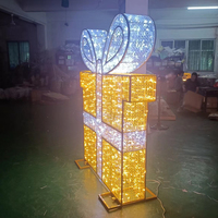 Caja de Regalo Gigante Decorativa LED 3D Personalizable con Brillantina para Hoteles, Centros Comerciales, Motivo Luminoso Navideño 3D para la Temporada Festiva