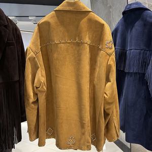 <span class=keywords><strong>Chaqueta</strong></span> de Gamuza con Remaches Extra Grande de Alta Calidad para Mujer, Otoño 2025, <span class=keywords><strong>Chaqueta</strong></span> de Cuero Genuino para Mujer - Product Image 2