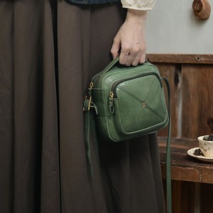 Artistic Handmade Vegetable Tanned Cowhide Women's Shoulder <b>Bag</b> Green 7 Inch Square Crossbody <b>Bag</b> Retro <b>Patchwork</b> Style - Product Image 1