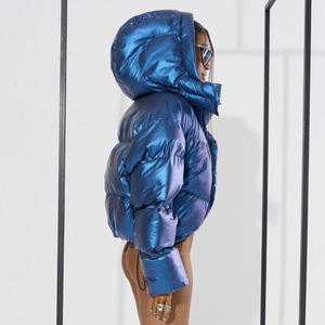 कस्टम मोटी सूती डिब्बाबंद सर्दियों की जैकेट महिलाओं ने प्यूफर जैकेट पार्का नीचे जैकेट वाली जैकेट का रेशनप्रूफ चमकदार परिदृश्य बारिश - Product Image 3