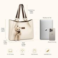 Tas Tote Kulit PU Anti Air dengan Logo Custom, Tas Selempang Besar Solid dengan Tali dan Resleting untuk Wanita, untuk Penggunaan Sehari-hari dan Penyimpanan
