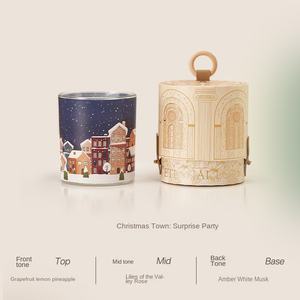 Bougie parfumée à la cire de soja avec lumière LED pour une ambiance de Noël, parfum festif et romantique, parfum durable, forme cylindrique, boîte cadeau - Product Image 6