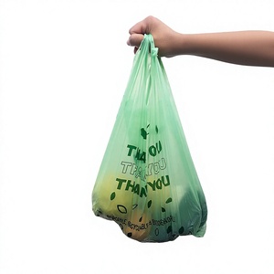 Bolsas de plástico biodegradables de almidón de maíz Bolsas de camisetas ecológicas compostables con impresión personalizada - Product Image 1