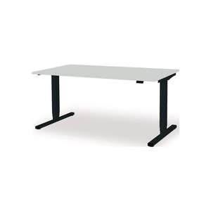 MAUSEr Standing/sentado lugar de trabajo levero 7016, 250xW1,600xD800mm gris antracita, RAL/gris claro ajuste electrónico de altura - Product Image 1