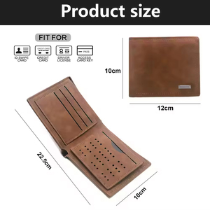 Cartera de Cuero PU Delgada de Gran Capacidad, Estilo Moderno, Billetera Corta para Hombre, con Espacio para Efectivo, Monedas y Tarjetas de Identificación, en Stock - Product Image 5