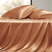 Ensemble de draps en soie de mûrier 100% King Size de luxe personnalisé draps housse de style uni avec taie d'oreiller 4 pièces pour hôtels