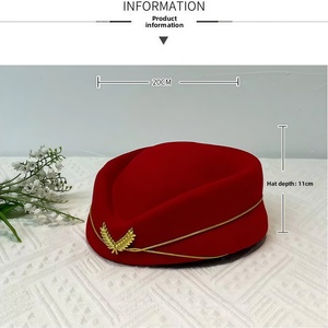 Gorra <span class=keywords><strong>de</strong></span> Azafata, Boina Clásica, Etiqueta Profesional, Adecuada para Actuaciones en el Avión, Ocasiones Formales, Uso en Combinación con Trajes, Venta al Por Mayor - Product Image 5