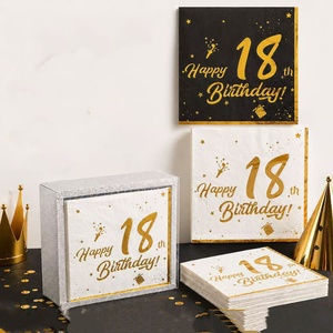 Serviettes dorées pour fête d'anniversaire 18 ans, double épaisseur et épaisses, serviettes en <span class=keywords><strong>papier</strong></span> spéciales pour la décoration de fête d'adultes. - Product Image 1