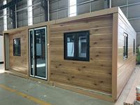 Mobil-home de luxe en bois grainé avec véranda, maison modulaire extensible pour bureau portable et camping