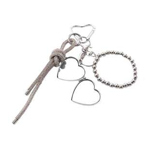 CHENXI Porte-clés Premium en Soie Tissée avec Cœur en Strass et Chaîne en Cristal pour Miroir, Breloque de Sac, Accessoire Décoratif pour Téléphone Portable - Product Image 1