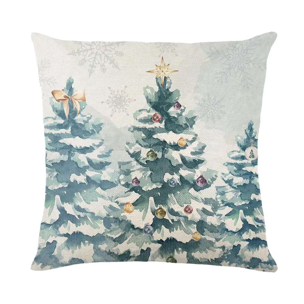 45x45cmクリスマスツリー印刷枕セットクリスマスリネン家の装飾リビングルームソファクッションクッション枕コアなし